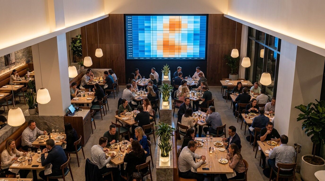 Encargada de un restaurante revisando en una tablet las reservas del servicio y las confirmaciones pendientes Encargada de un restaurante revisando en una tablet las reservas del servicio y las confirmaciones pendientes