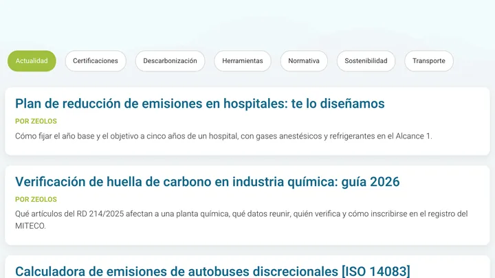 Blog de Zeolos con sus últimos artículos sobre huella de carbono y movilidad sostenible